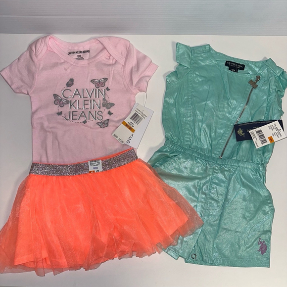 Lot of 3 baby girl clothing items 12 months NEW U.S. Polo Calvin Klein Garanimal - Picture 13 of 16